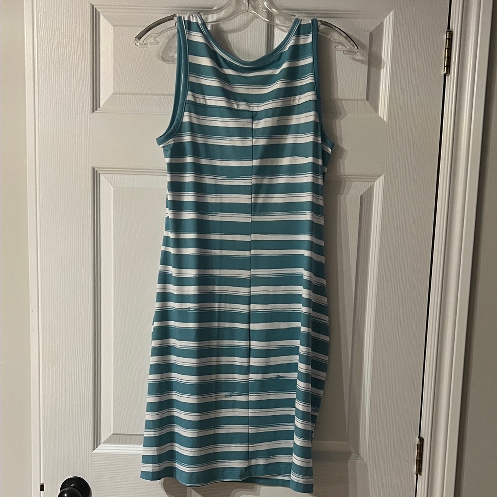 Columbia Striped Teal and White Mini Dress - Picture 3 of 3